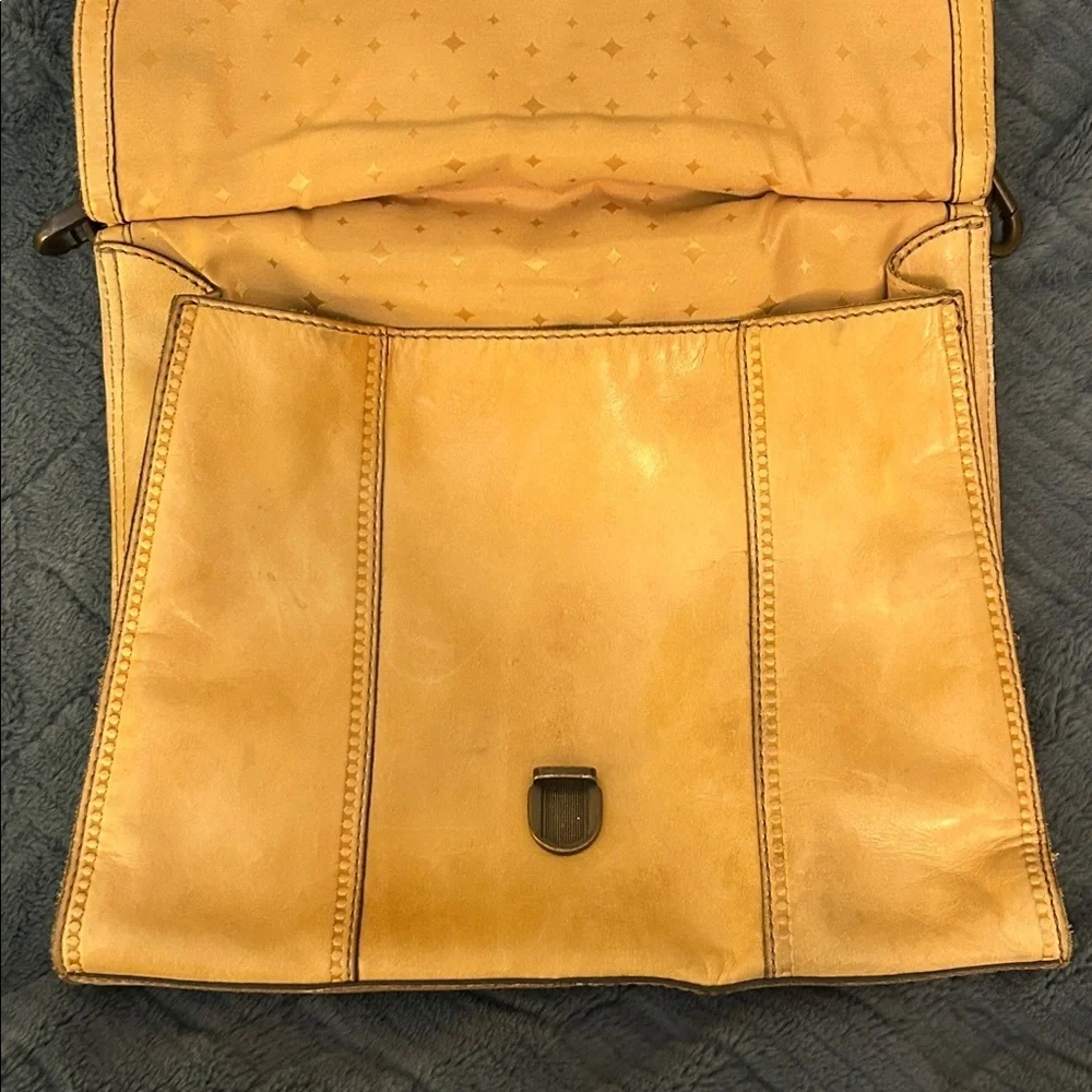Fossil Yellow Leather Crossbody Bag